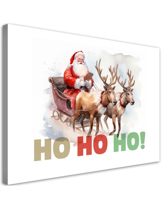 Bild auf Leinwand - Weihnachtsmann auf einem Schlitten | Feeby