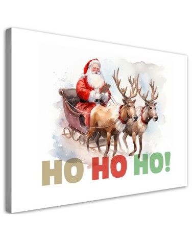 Bild auf Leinwand - Weihnachtsmann auf einem Schlitten | Feeby