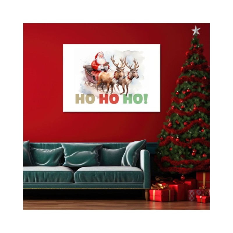 Bild auf Leinwand - Weihnachtsmann auf einem Schlitten | Feeby