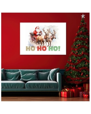 Bild auf Leinwand - Weihnachtsmann auf einem Schlitten | Feeby