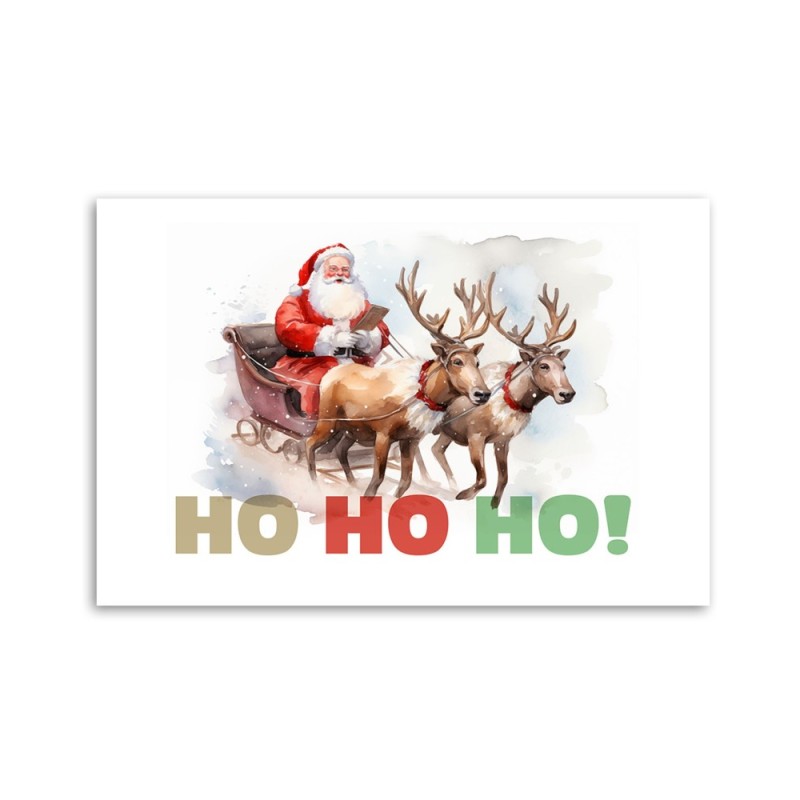 Bild auf Leinwand - Weihnachtsmann auf einem Schlitten | Feeby