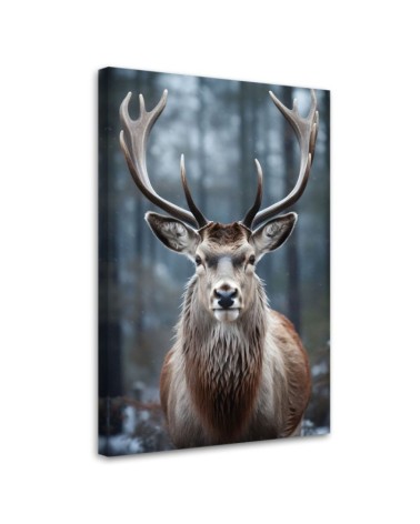 Wandbild für Wohnzimmer - Hirsche im Wald | Feeby