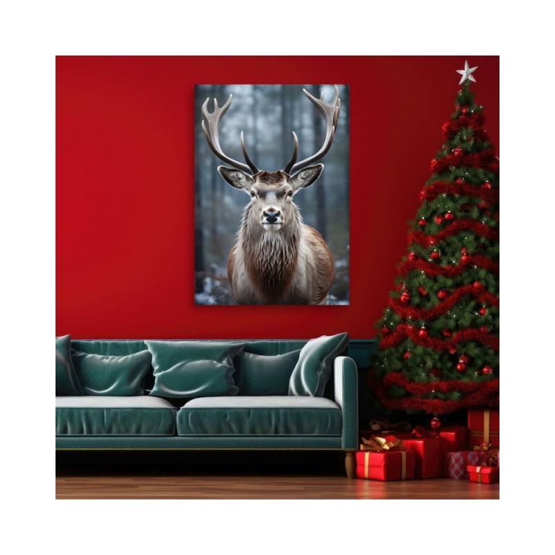 Wandbild für Wohnzimmer - Hirsche im Wald | Feeby