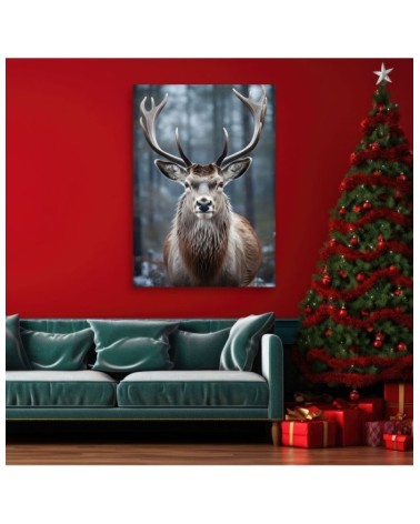 Wandbild für Wohnzimmer - Hirsche im Wald | Feeby