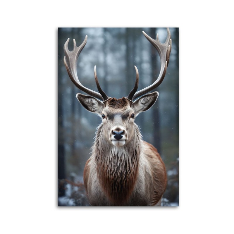 Wandbild für Wohnzimmer - Hirsche im Wald | Feeby
