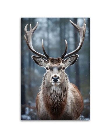 Wandbild für Wohnzimmer - Hirsche im Wald | Feeby