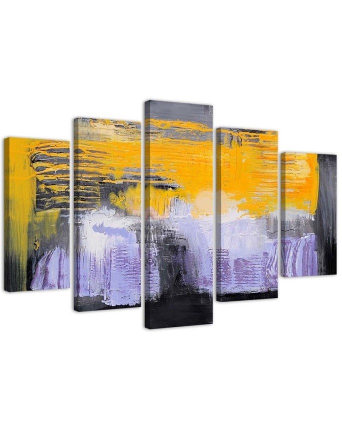 Modernes Wandbild - Abstraktion Gelb Violett | Feeby