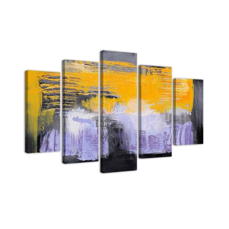 Modernes Wandbild - Abstraktion Gelb Violett | Feeby