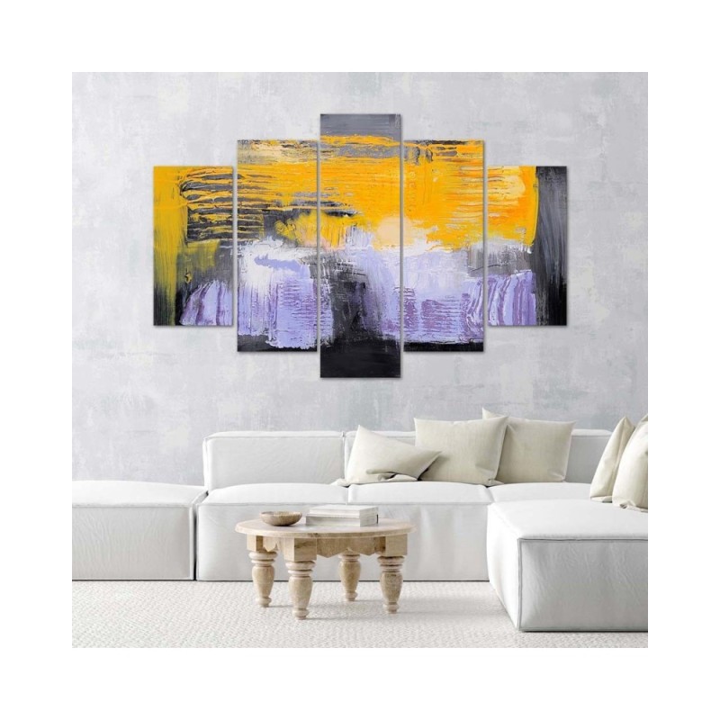 Modernes Wandbild - Abstraktion Gelb Violett | Feeby