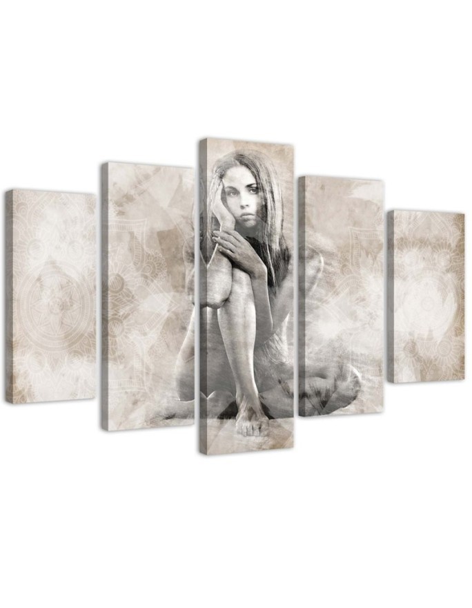 Leinwandbild - Weiblich Nackt Beige | Feeby