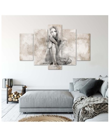 Leinwandbild - Weiblich Nackt Beige | Feeby
