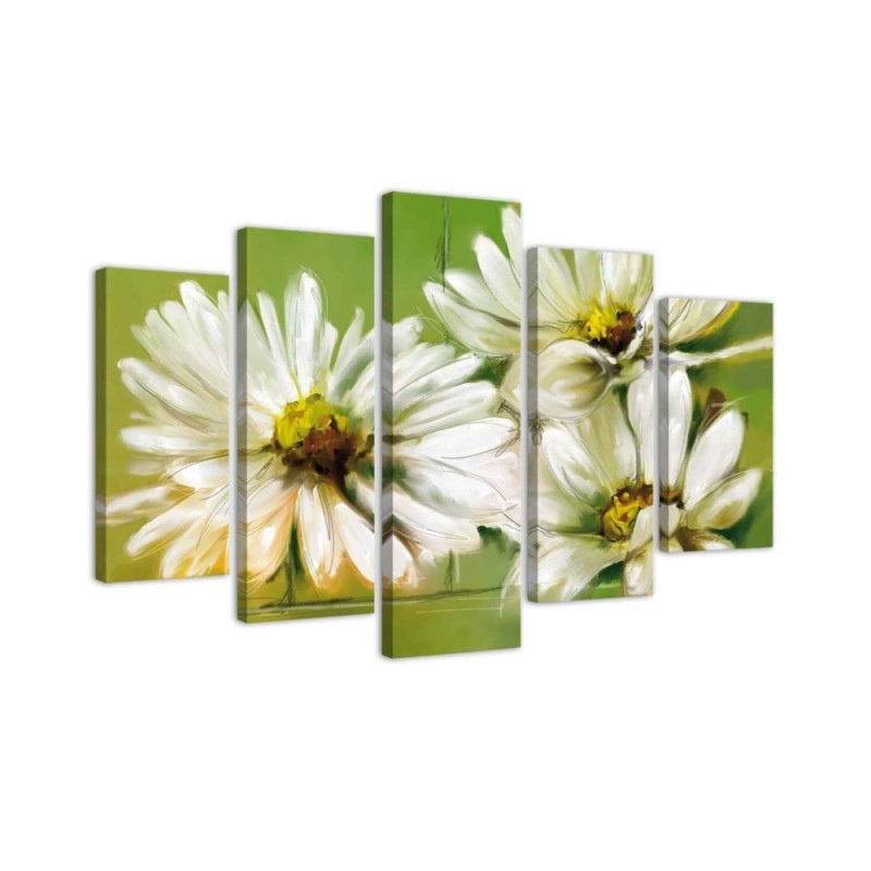 Leinwandbild - Weiße Margeriten Blumen | Feeby