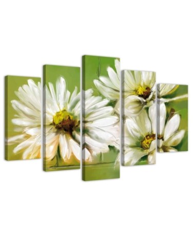 Leinwandbild - Weiße Margeriten Blumen | Feeby