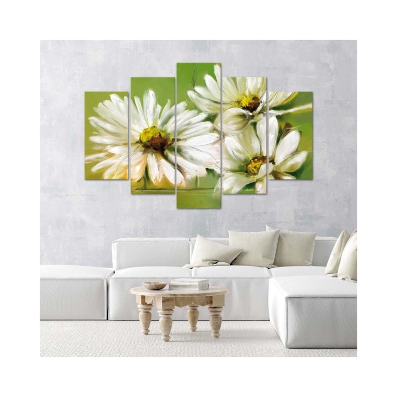 Leinwandbild - Weiße Margeriten Blumen | Feeby