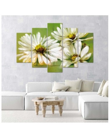 Leinwandbild - Weiße Margeriten Blumen | Feeby