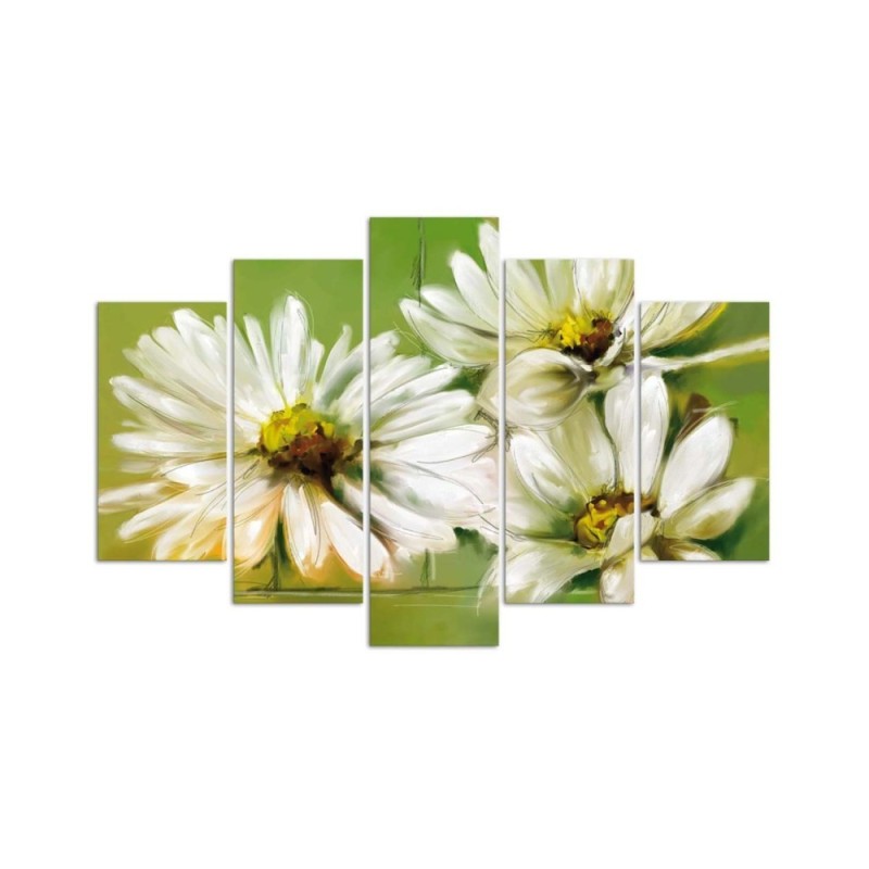 Leinwandbild - Weiße Margeriten Blumen | Feeby