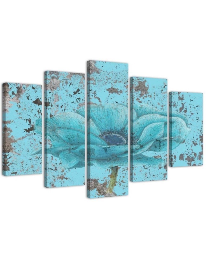Dekoratives Leinwandbild - Blaue Vintage-Blume | Feeby