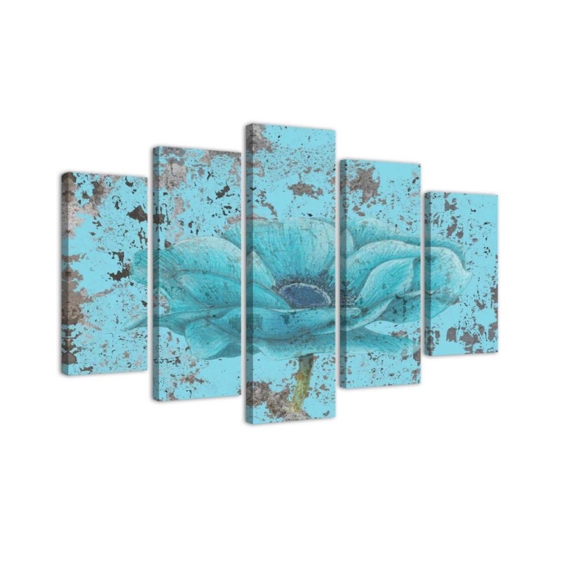 Dekoratives Leinwandbild - Blaue Vintage-Blume | Feeby