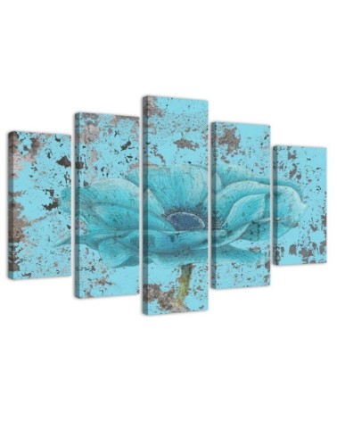Dekoratives Leinwandbild - Blaue Vintage-Blume | Feeby