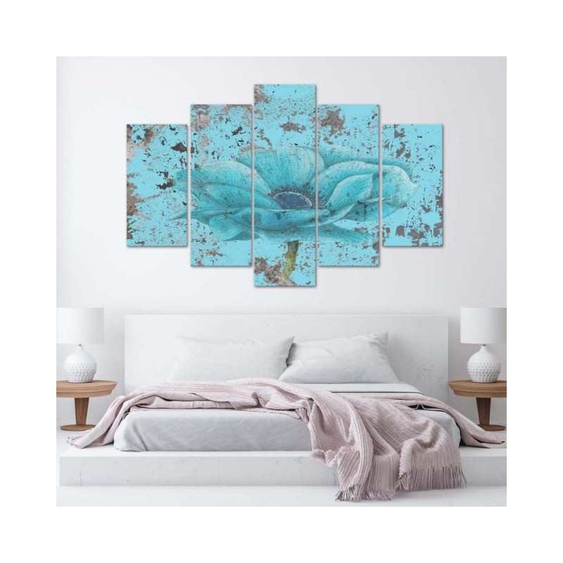Dekoratives Leinwandbild - Blaue Vintage-Blume | Feeby