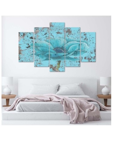 Dekoratives Leinwandbild - Blaue Vintage-Blume | Feeby