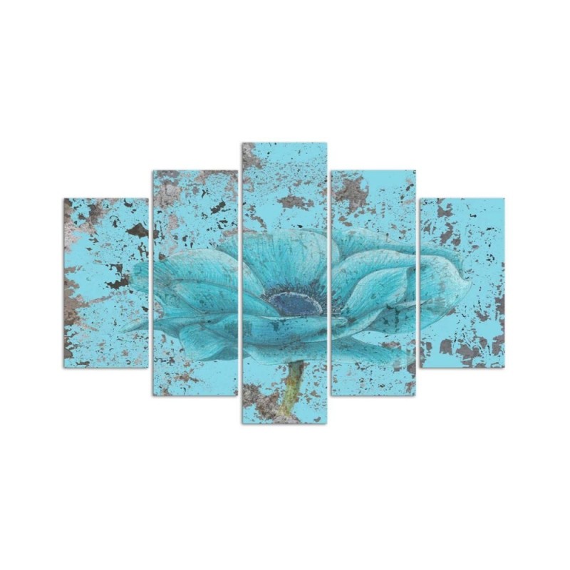 Dekoratives Leinwandbild - Blaue Vintage-Blume | Feeby