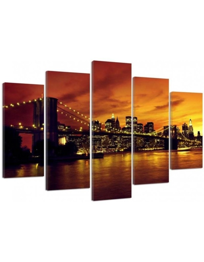 Brooklyn Bridge Manhattan o zachodzie słońca obraz na ścianę | FEEBY
