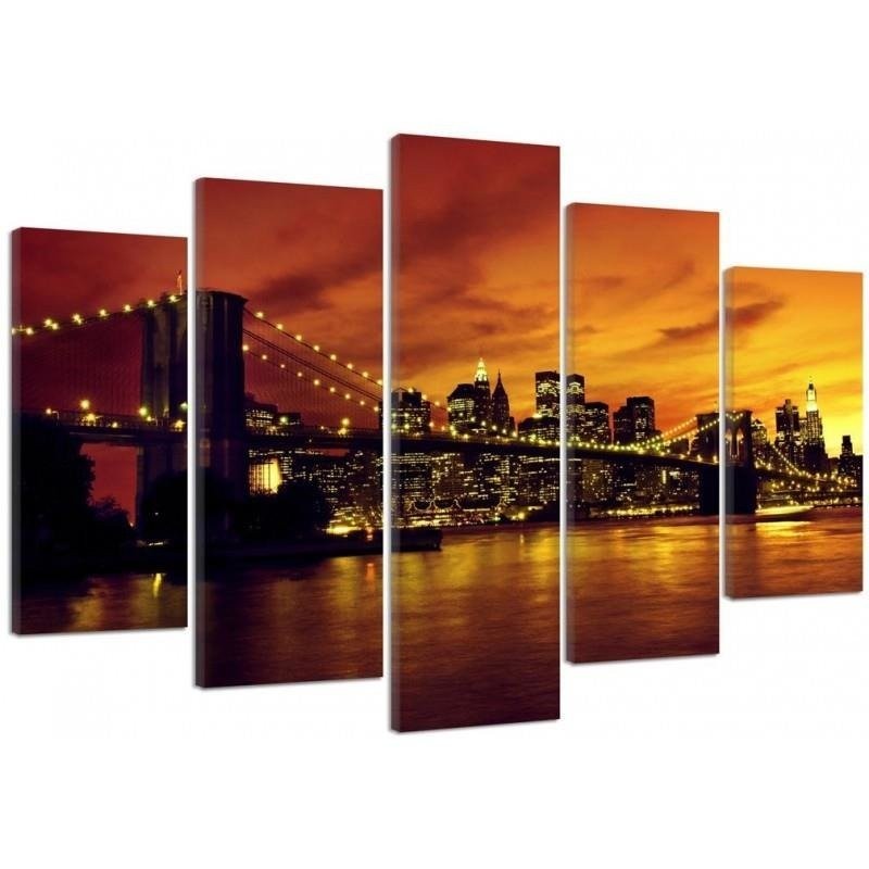 Brooklyn Bridge Manhattan o zachodzie słońca obraz na ścianę | FEEBY