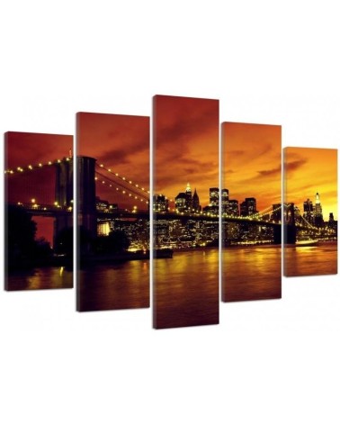 Brooklyn Bridge Manhattan at sunset painting for wall | FEEBY