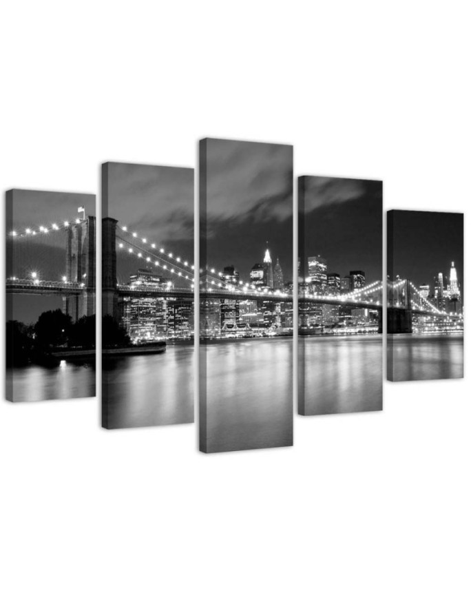 Modernes Wandbild - New York City Bridge Schwarz und Weiß | Feeby