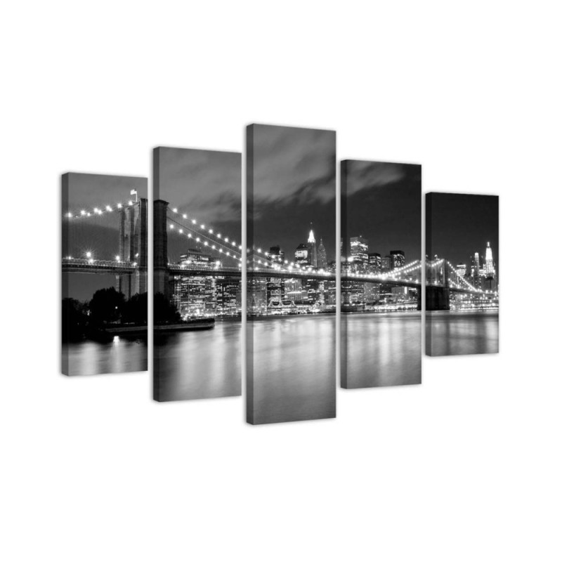 Modernes Wandbild - New York City Bridge Schwarz und Weiß | Feeby
