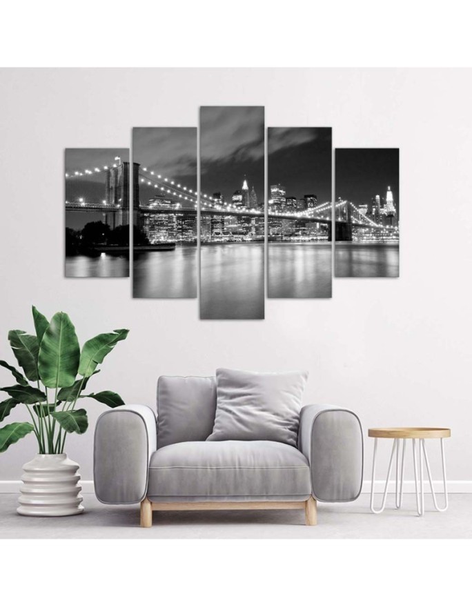 Obraz Nowy Jork Brooklyn Bridge czarno-biały do biura | FEEBY