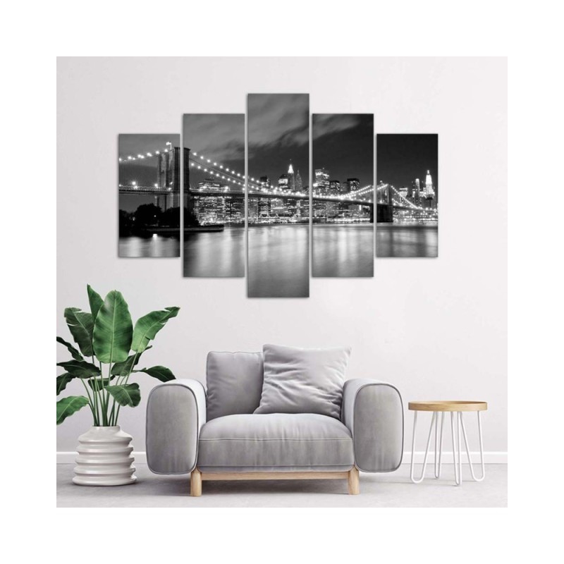 Modernes Wandbild - New York City Bridge Schwarz und Weiß | Feeby
