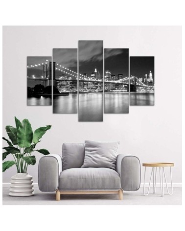Modernes Wandbild - New York City Bridge Schwarz und Weiß | Feeby