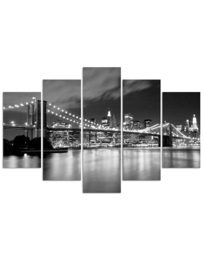 Obraz Nowy Jork Brooklyn Bridge czarno-biały do biura | FEEBY