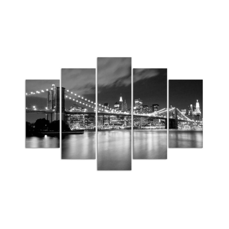 Modernes Wandbild - New York City Bridge Schwarz und Weiß | Feeby