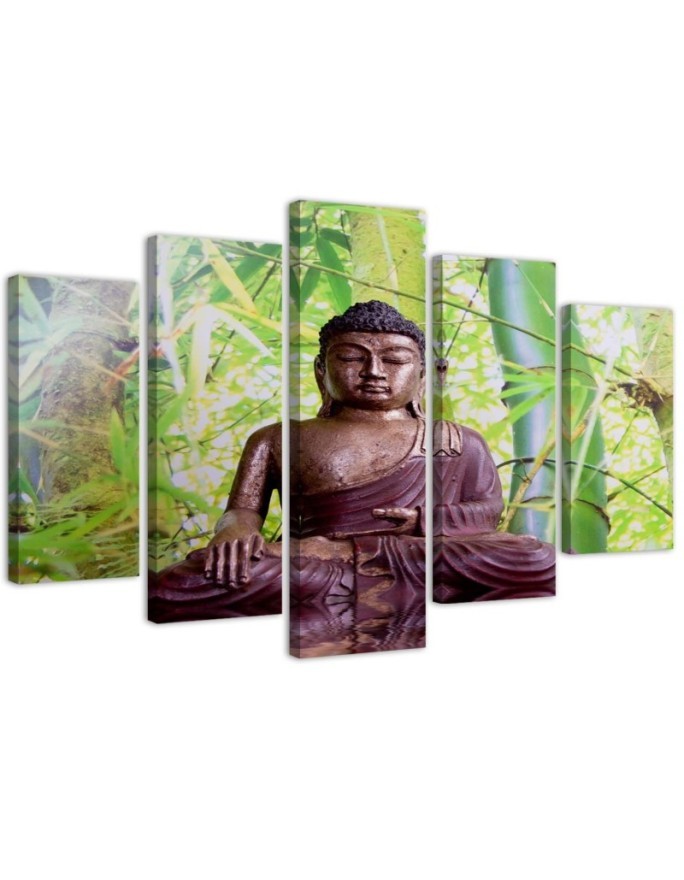 Bild auf Leinwand - Buddha Meditation Grün | Feeby