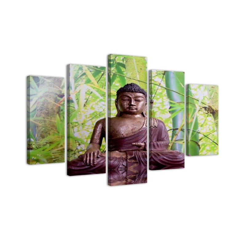 Bild auf Leinwand - Buddha Meditation Grün | Feeby