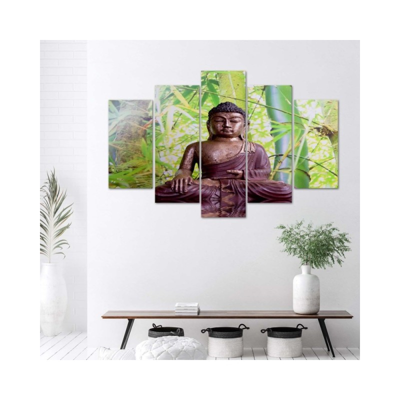 Bild auf Leinwand - Buddha Meditation Grün | Feeby