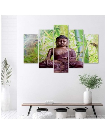 Bild auf Leinwand - Buddha Meditation Grün | Feeby