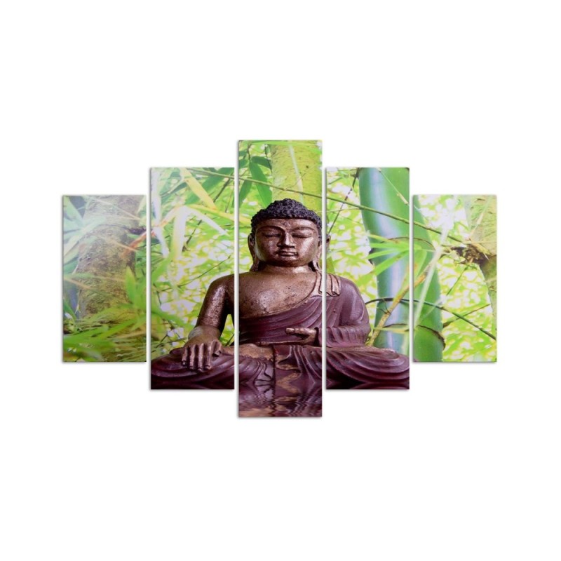 Bild auf Leinwand - Buddha Meditation Grün | Feeby