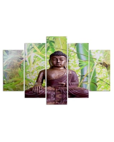 Bild auf Leinwand - Buddha Meditation Grün | Feeby