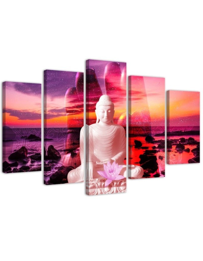 Leinwandbild modern - Buddha Sonnenuntergang Meer | Feeby