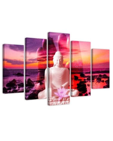 Leinwandbild modern - Buddha Sonnenuntergang Meer | Feeby