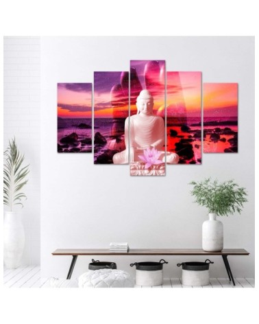 Leinwandbild modern - Buddha Sonnenuntergang Meer | Feeby