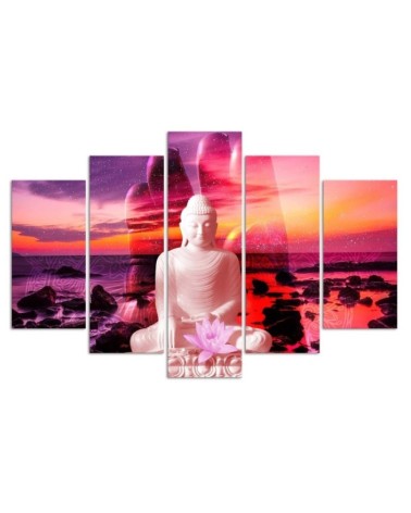 Leinwandbild modern - Buddha Sonnenuntergang Meer | Feeby