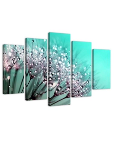 Turquoise Dandelion canvas wall art for bedroom, living room | FEEBY
