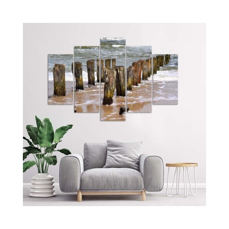 Wandbild für Wohnzimmer - Meer Strand Natur | Feeby