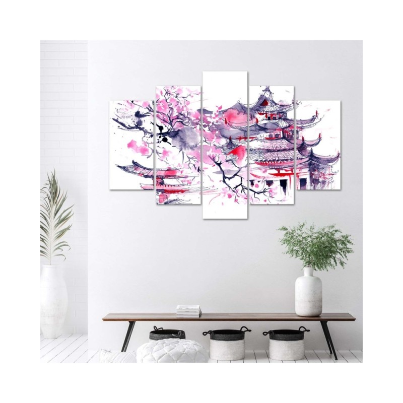Bild auf Leinwand - Japanische rosa Landschaft | Feeby