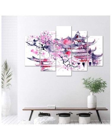 Bild auf Leinwand - Japanische rosa Landschaft | Feeby